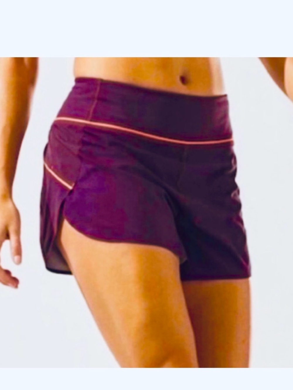NWOT Athleta Run With It 3” Short Agate Purple Fluorescent Orange Trim Lined -XS